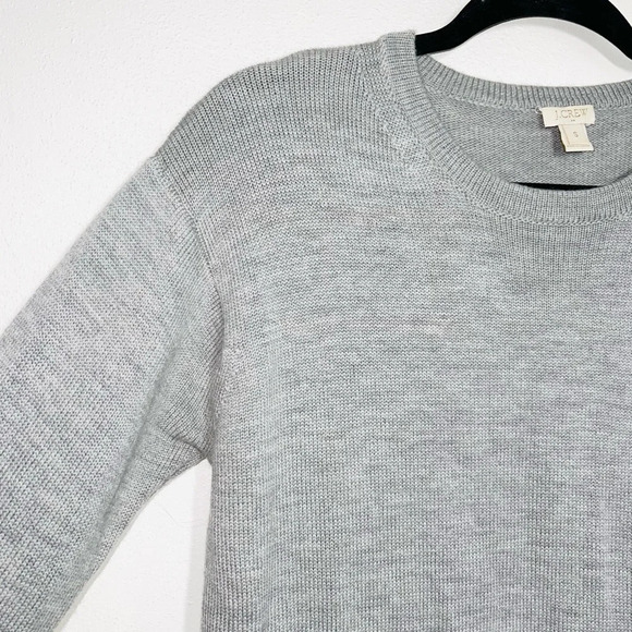 J. Crew Factory 100% Merino Wool Gray Faux Leather Pocket Sweater Small Women’s - Picture 3 of 13